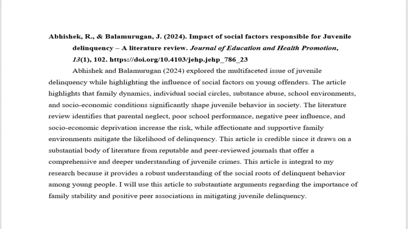 literature review and annotated bibliography